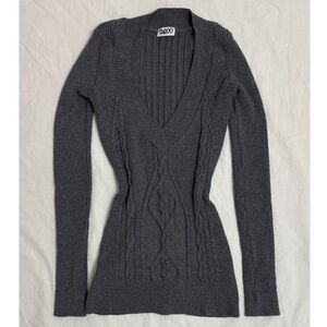 Grey cable knit long sleeve top ˚₊۶ৎ˙⋆